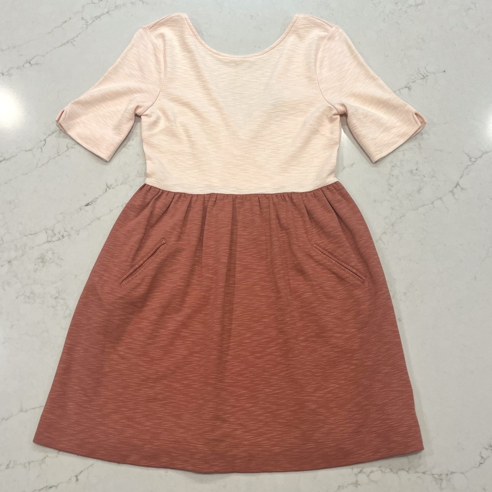 Free People Beach Colorblock Dress Womens XS Pink Rose Open Back Pockets Slub